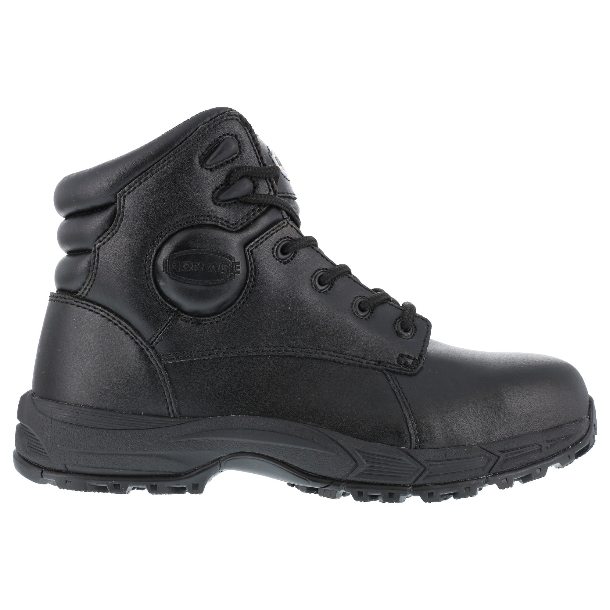 Iron Age Mens Black Leather 6in Sport Boots Ground Finish Steel Toe ...