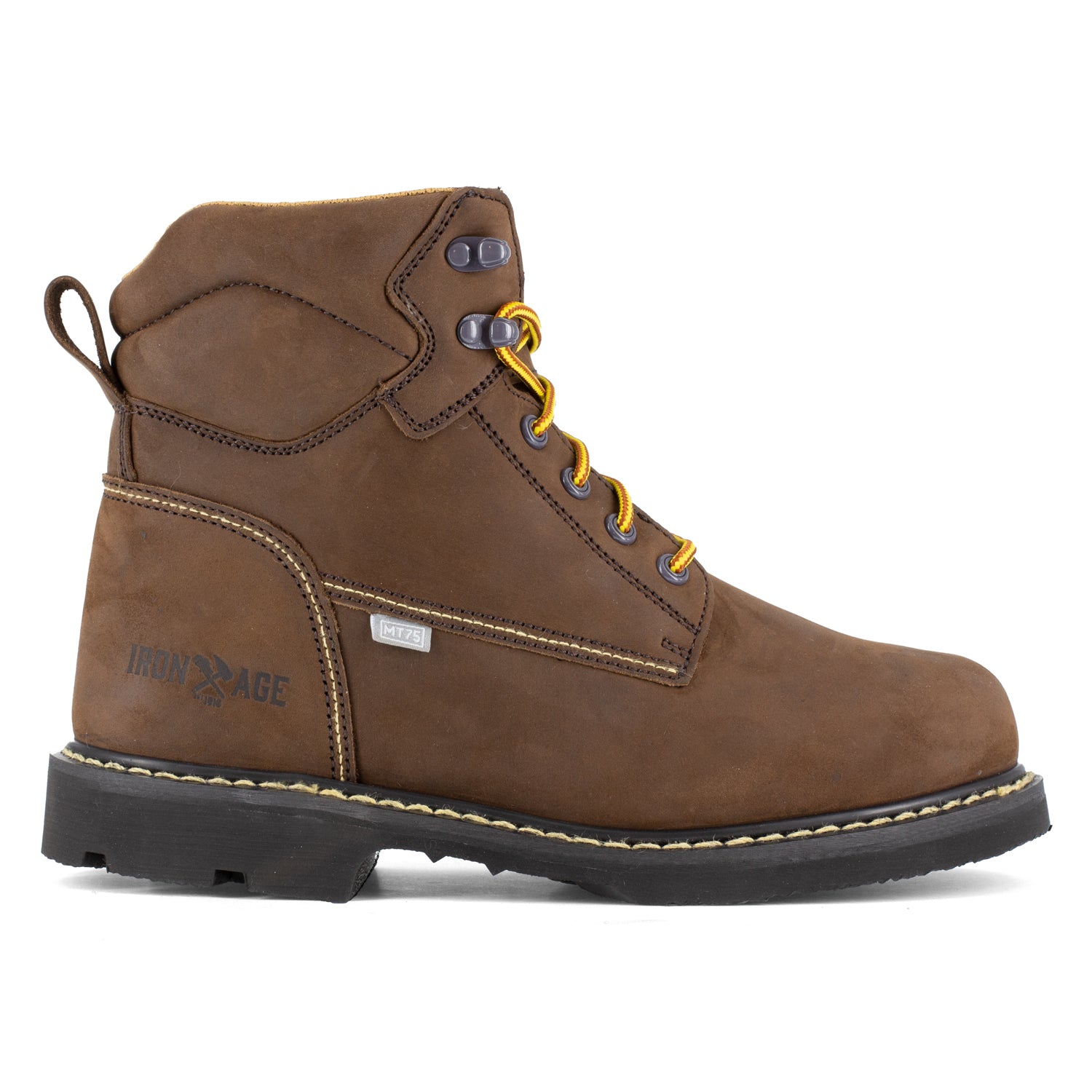 Iron Age Mens Brown Leather Work Boots Groundbreaker 6in Ext MetGuard ...