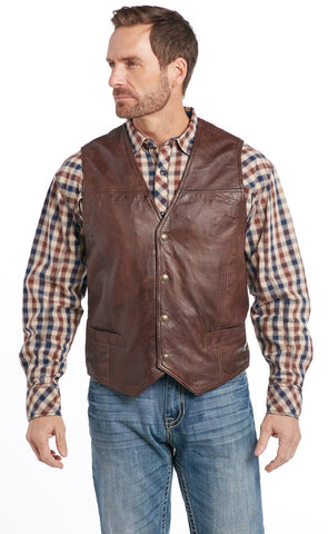 Cripple Creek Mens Antique Brown Leather Lamb Nappa Vest – The Western ...