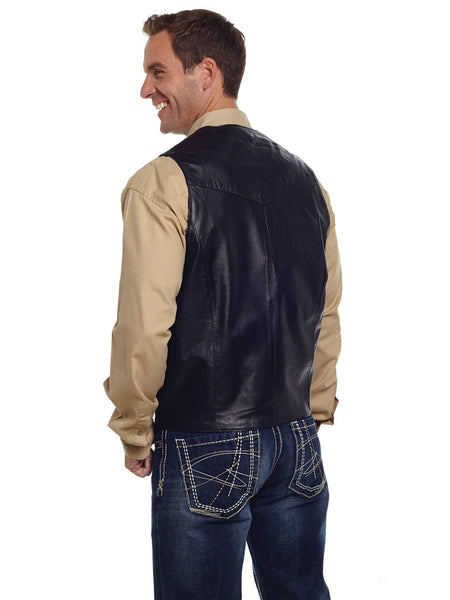 Cripple Creek Mens Black Genuine Leather Western Button Front Vest ...