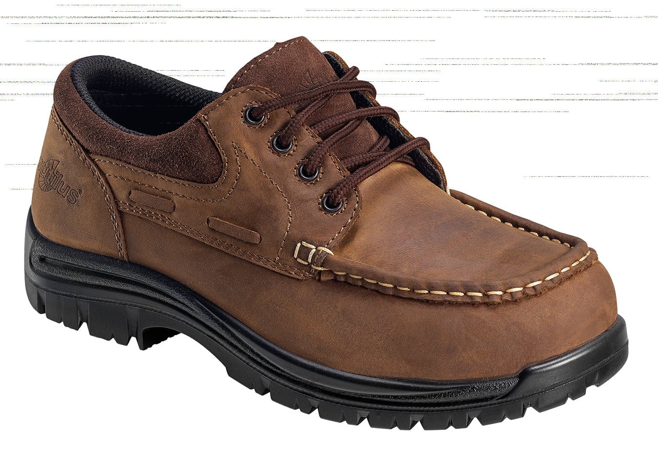 Mens Composite Toe EH ECCO Leather Boat W Brown Shoes – Western Company