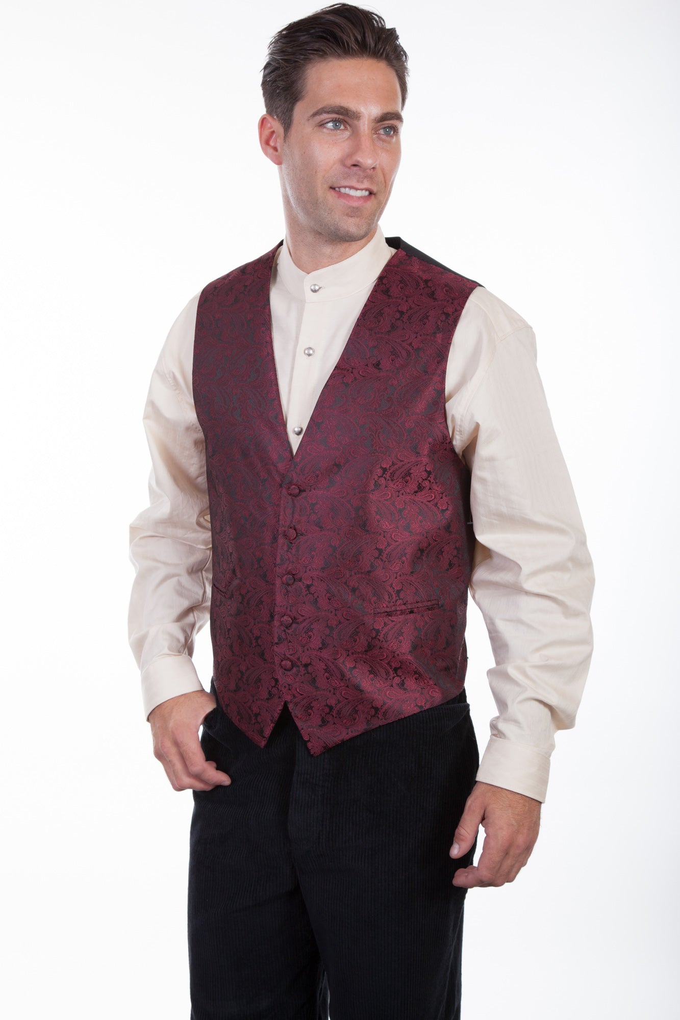 Scully Mens Burgundy Polyester Paisley Vest – The Western Company