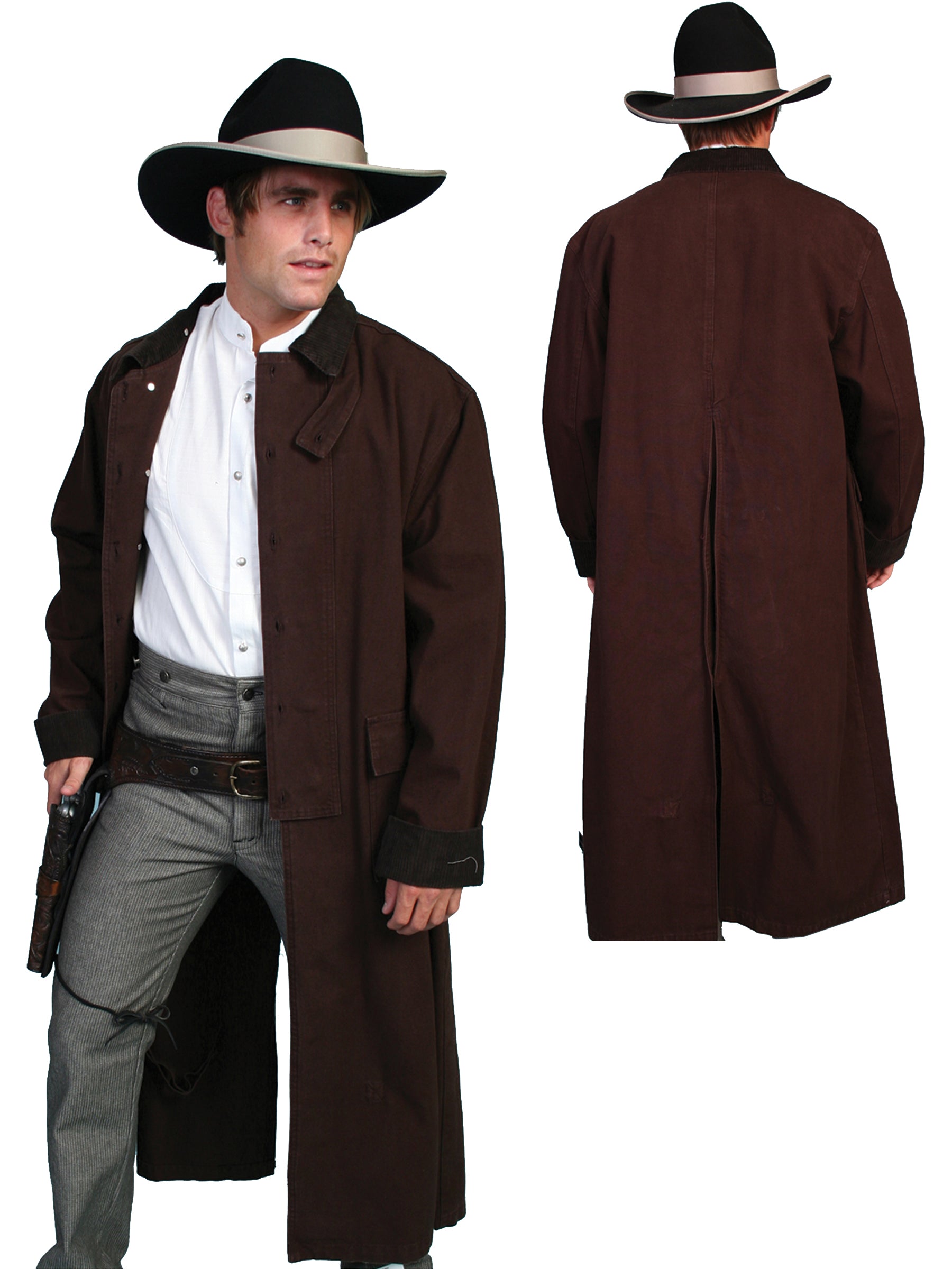 Scully RangeWear Mens Walnut 100% Cotton Long Overcoat Duster Coat ...