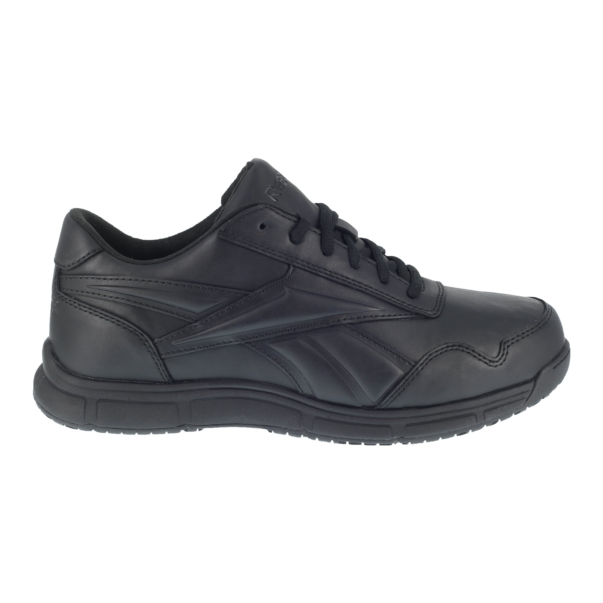 black leather work sneakers