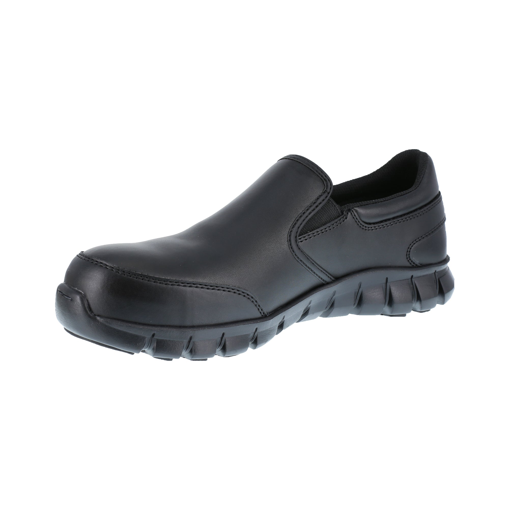 Reebok Mens Black Leather Work Shoes Slip-On ESD Comp Toe – The Western ...
