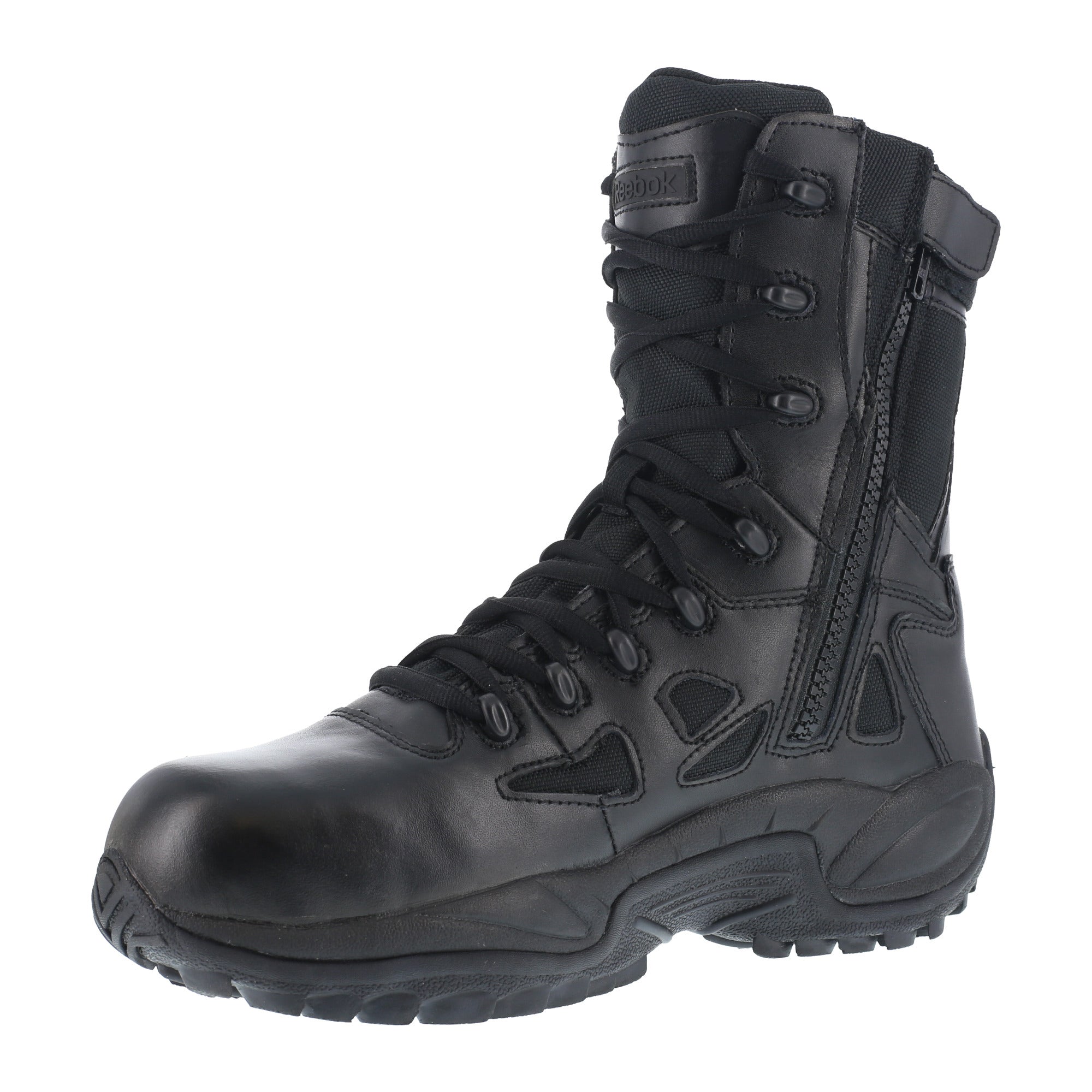 Reebok Mens Black Leather Tactical Boots Rapid Response RB Comp Toe ...