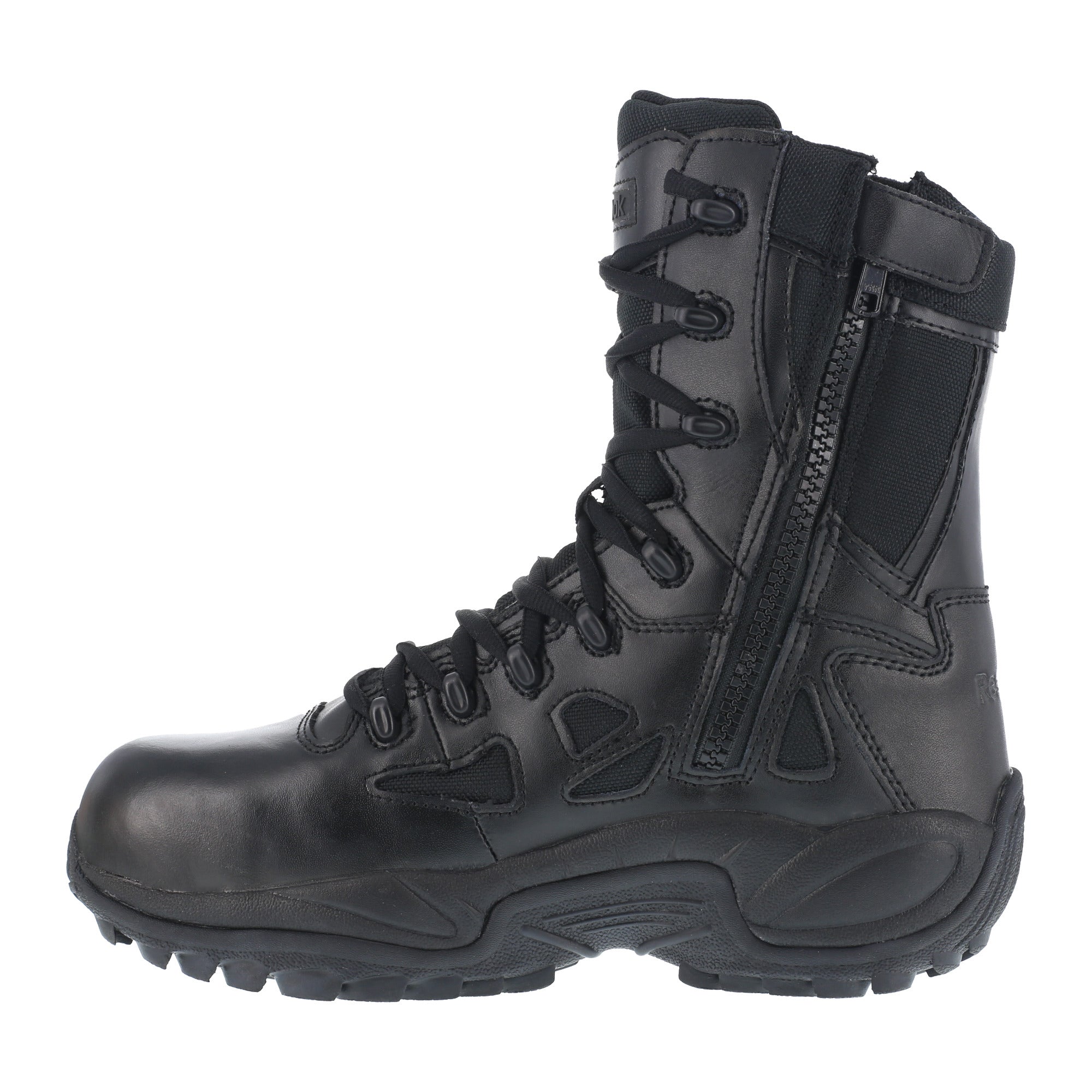 Reebok Mens Black Leather Tactical Boots Rapid Response RB Comp Toe ...