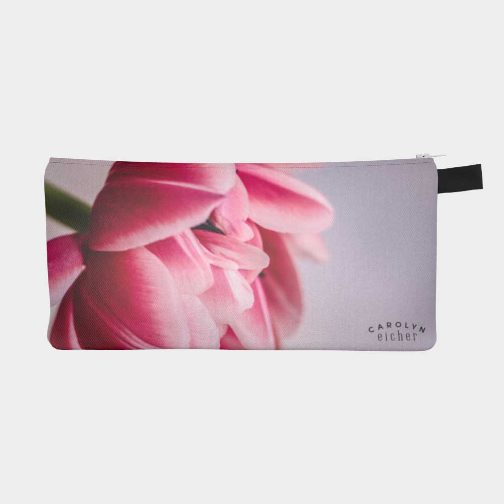 Sura John & Mary Pencil Pouch - Small - White on Pink