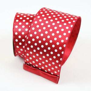 4 inch Farrisilk Red and White Dots Wired Ribbon - Brooklyn Belle
