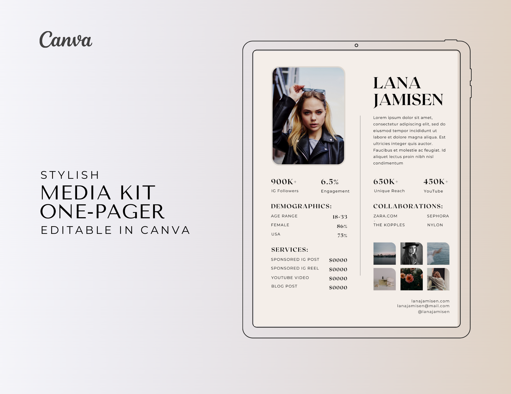 Stylish Media Kit One-Pager – COLONIE