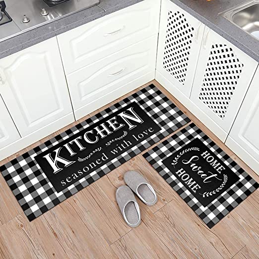 Farmhouse Kitchen Mats Sets 2 Piece Cushioned Anti-Fatigue Comfort Mat for  Home & Office Ergonomically Engineered Memory Foam Kitchen Rug Waterproof  Non-Skid, 30 by 17 + 47 by 17,Sunflower