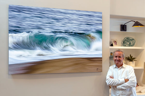 Laguna Artist Breck Rothage with Smooth Roll Blues Ocean Wave Fine Art