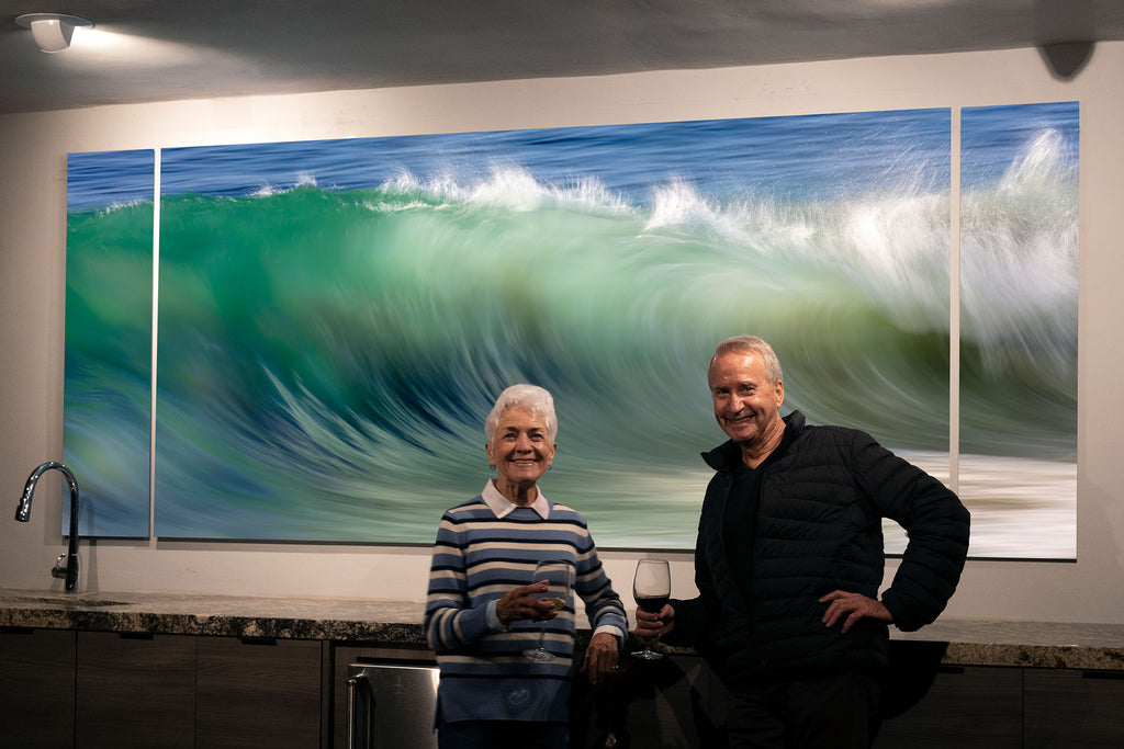 Watercolor Wall, Custom 10 ft. x 4 ft. Three-Panel Triptych  Fine Art Infused to Metal Canvas  Laguna Beach, CA