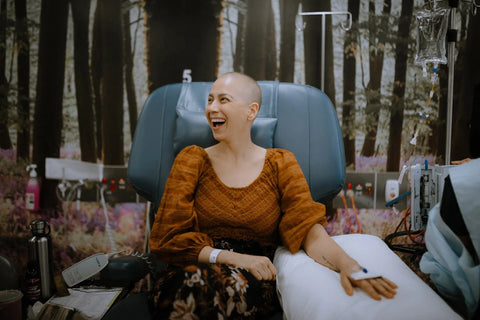 Shonel with no hair having chemo. 