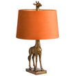 Giraffe Antique Gold Table Lamp with Gold Velvet Shade