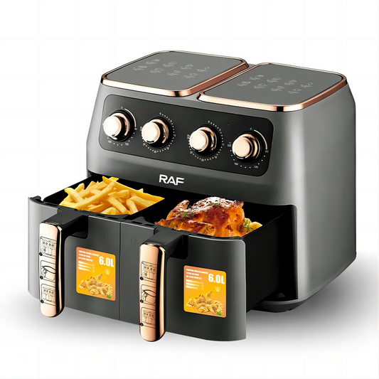 Dual Zone Basket Manual Electric Deep Fryer 12.7 Quarts Double Air