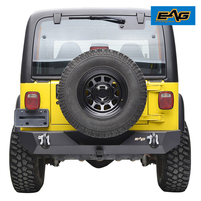EAG Rear Bumper with 2 inch Hitch Receiver and D-Ring Black Textured O —  Vicious Offroad