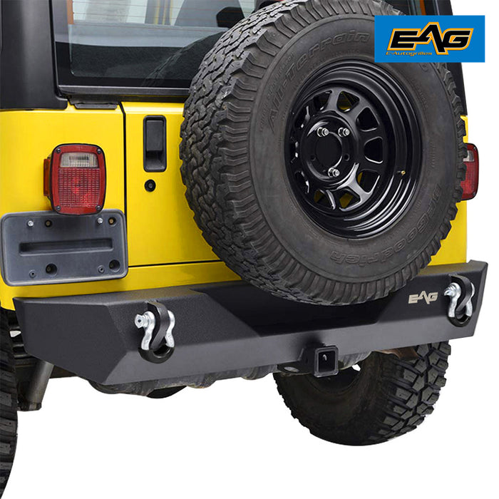 EAG Rear Bumper with 2 inch Hitch Receiver and D-Ring Black Textured O —  Vicious Offroad