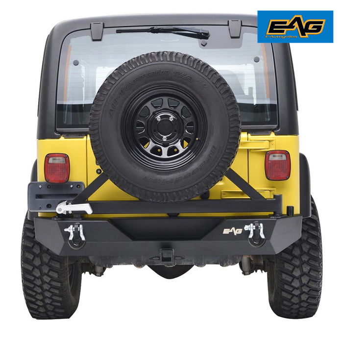 EAG Steel Rear Bumper with Tire Carrier Fit for 87-06 Wrangler TJ YJ P —  Vicious Offroad