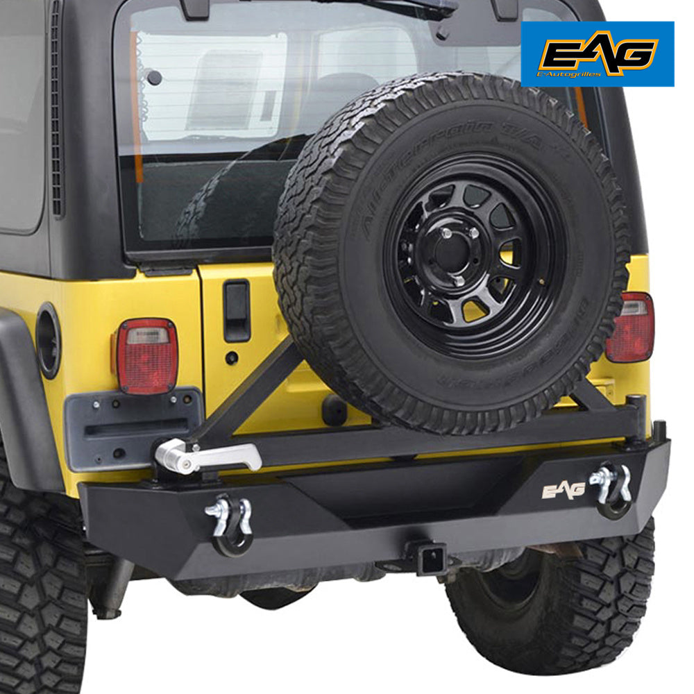 EAG Steel Rear Bumper with Tire Carrier Fit for 87-06 Wrangler TJ YJ P —  Vicious Offroad