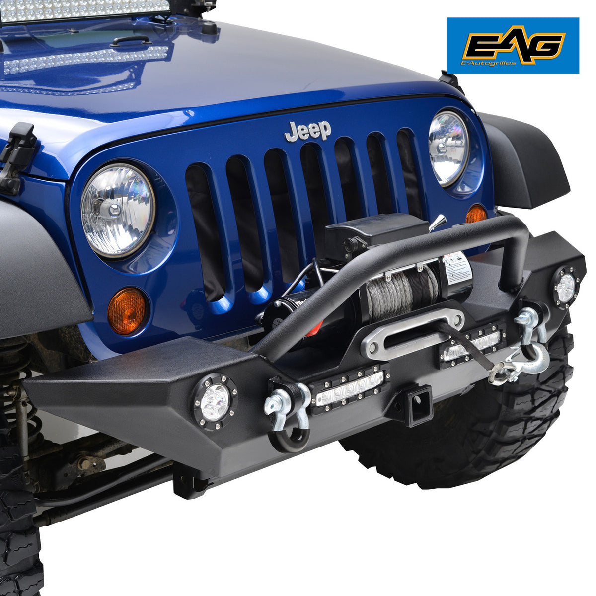 EAG Front Bumper with LED Light and Hitch Receiver Fit for 07-18 Jeep —  Vicious Offroad