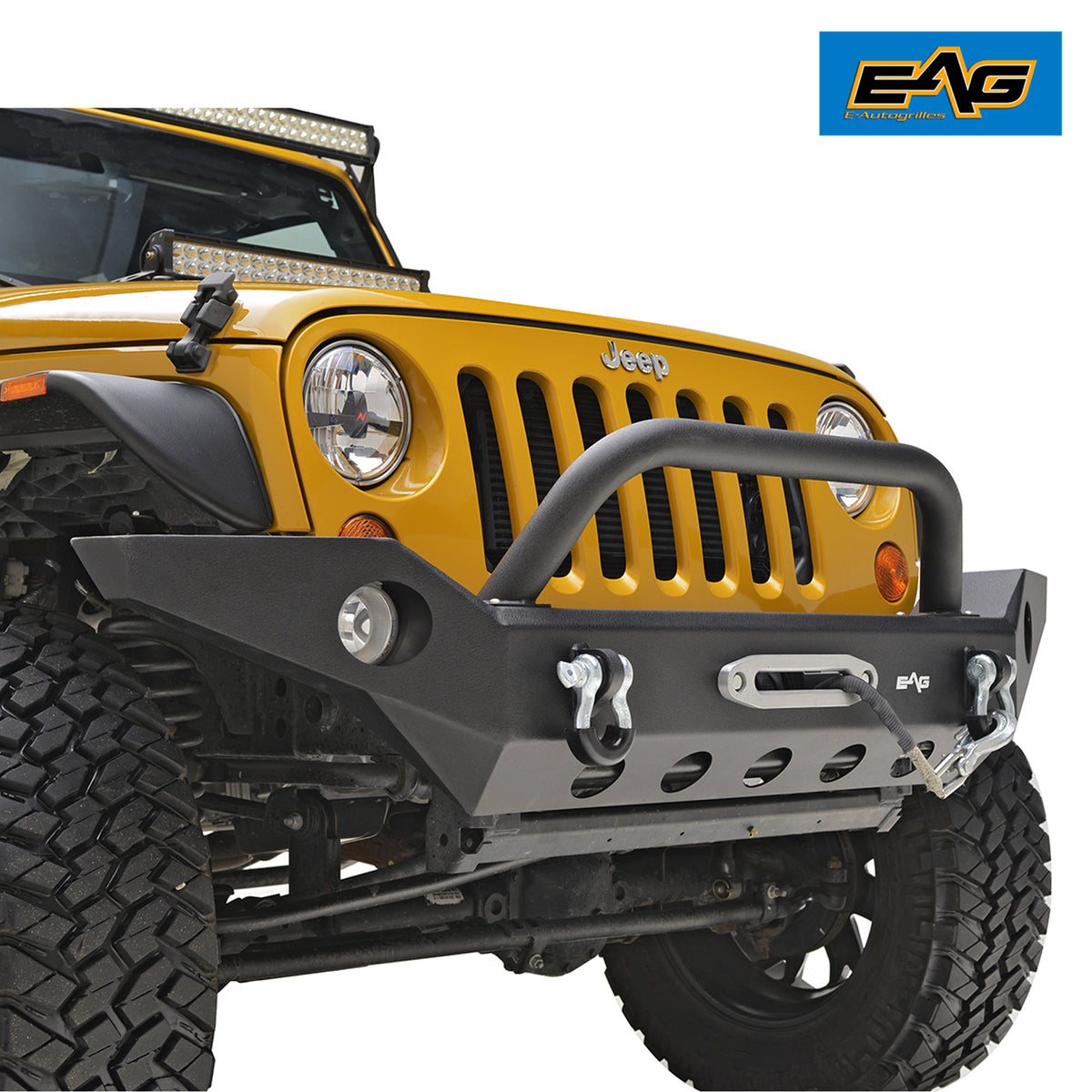 EAG Front Bumper with Winch Plate and D-rings Fit for 07-18 Wrangler J —  Vicious Offroad