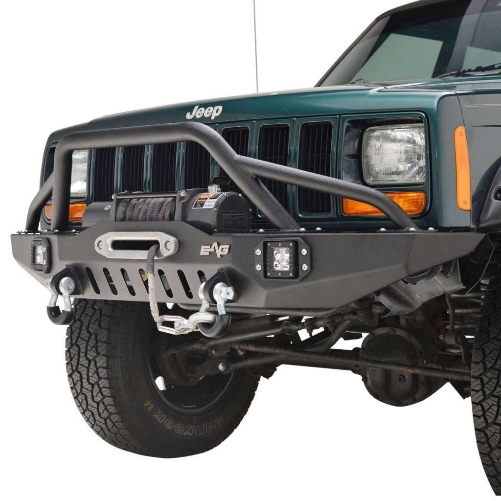 EAG Steel Front Bumper with LED Lights and Winch Plate Fit for 84-01 C —  Vicious Offroad