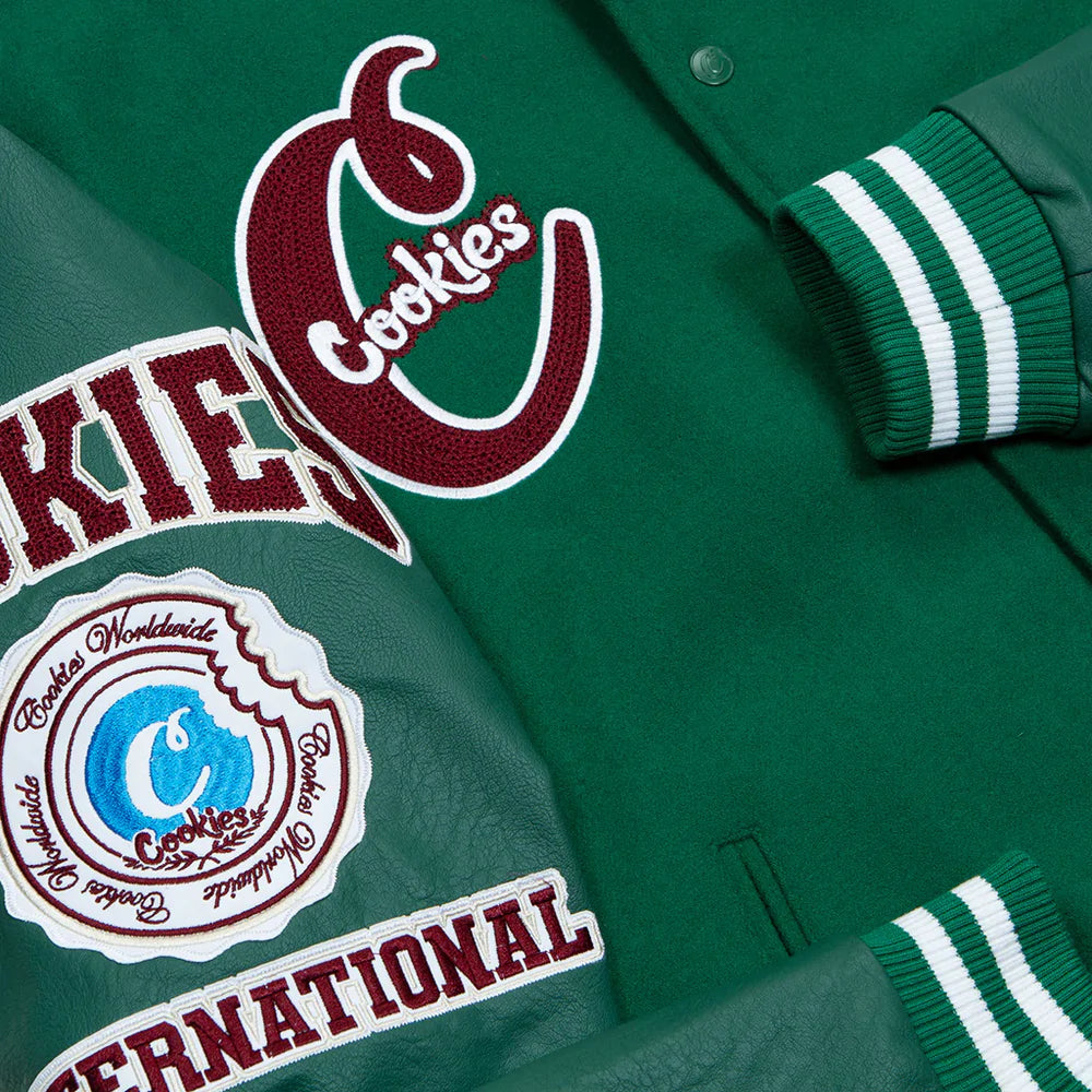 COOKIES DOUBLE UP LETTERMAN JACKET GREEN