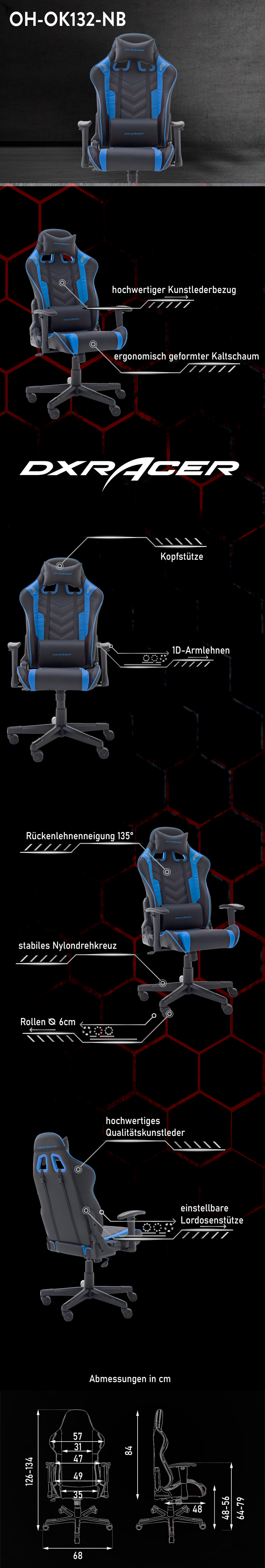 Beschreibung OK132 Gaming Stuhl