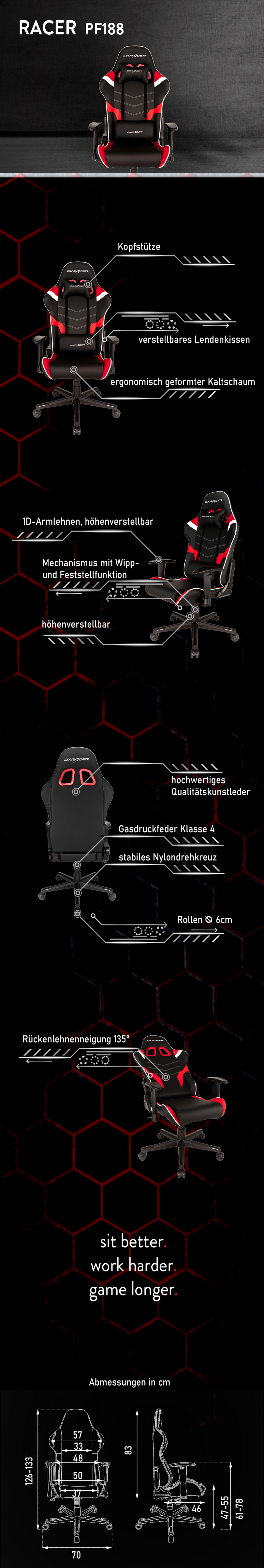 DXRacer Gaming Stuhl OH-PF188, P-Serie online kaufen | Stühle