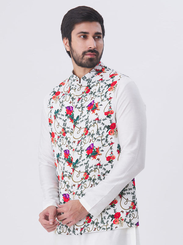 Men's Cream Color Indian Nehru Jacket||Banglori Silk Jodhpuri Mandarin –  ElinaFashion.com