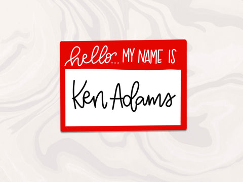 Ken Adams name tag sticker, friends tv show quote sticker, joey tribbiani sticker