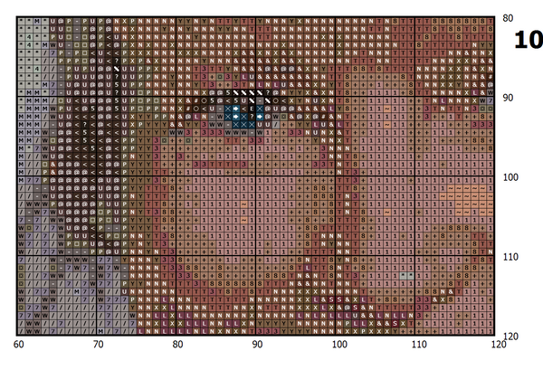 Stickmuster Blatt 10 Gesicht und Auge