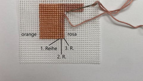 Farbmischung bem Sticken. Kreuzstich, Halber-Kreuzstich