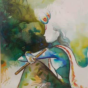 abstract paintings of lord krishna