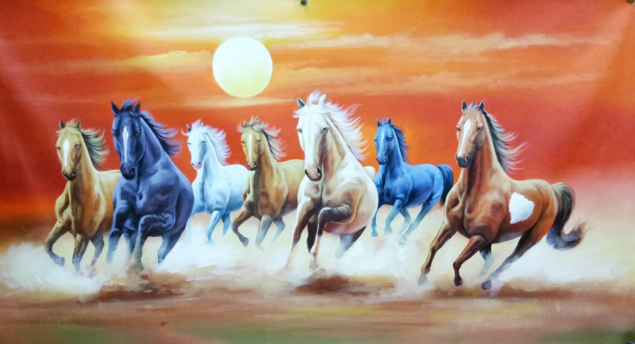 seven horses painting ,horse painting vastu ,7 running horses ...