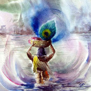 abstract paintings of lord krishna