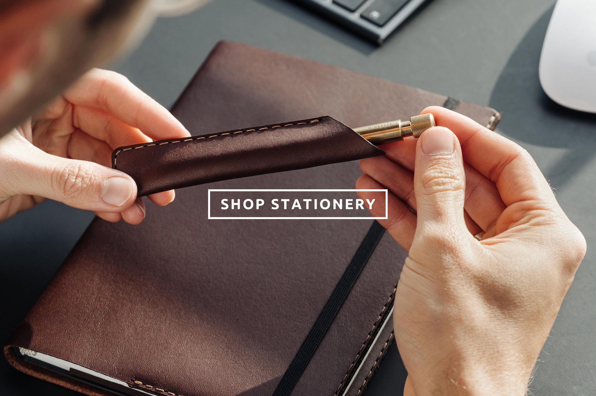 Shop personalised stationery and leather notebook covers by Wingback