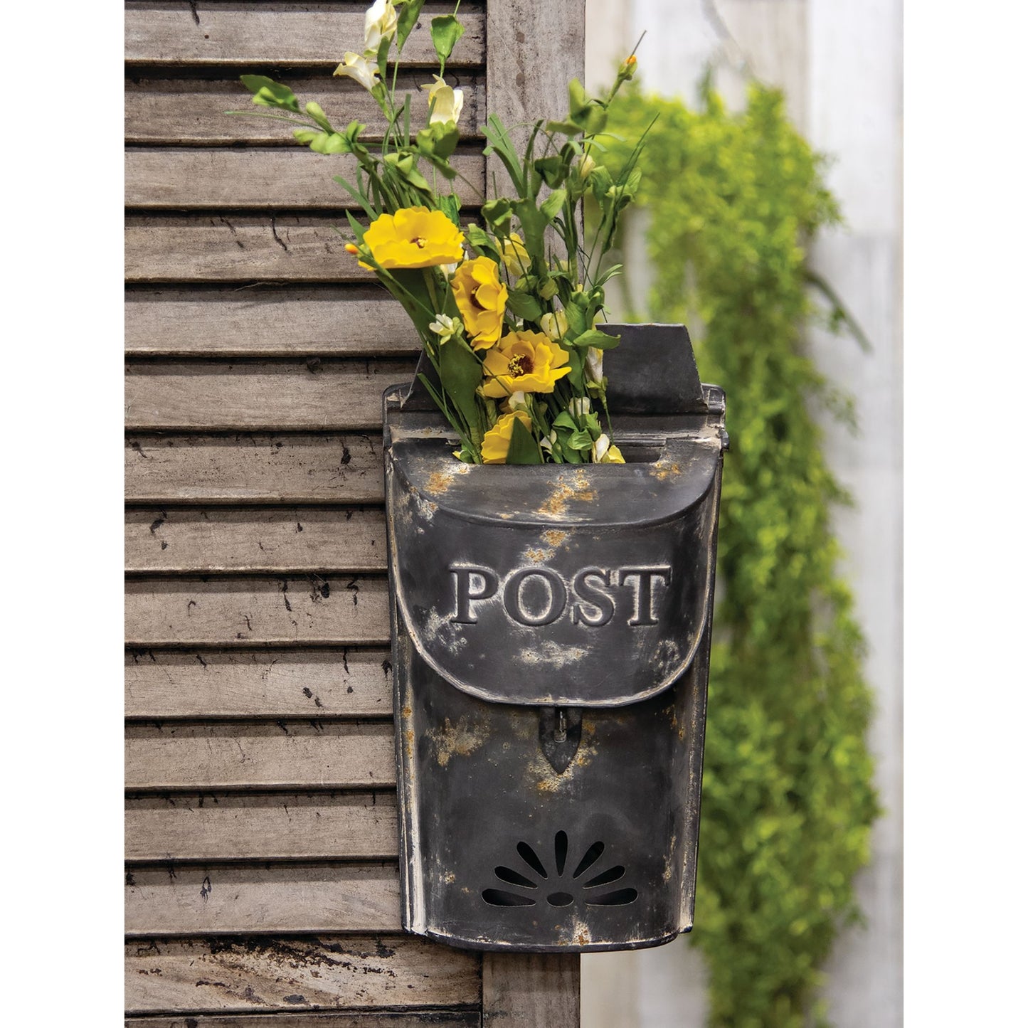 Distressed Black Post Box