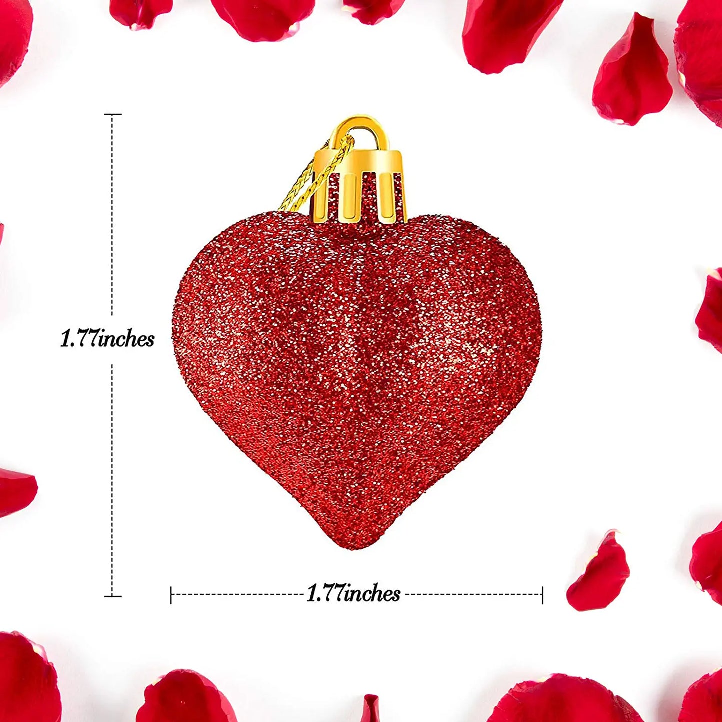 Emopeak - Romantic heart Valentine's Day tree ornaments, 24 heart balls for Valentine's Day, 2 styles (shiny, glitter) 3 colors