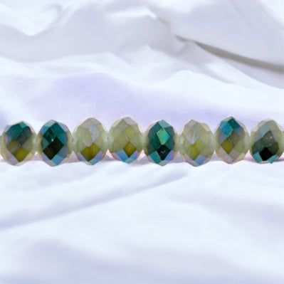 Thunder Polish Glass Crystal Roundel Cut Green Magic Jade