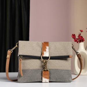 Women's Crossbody Bag, Original Leather - Finley Stone Cowhide, India - VP munay