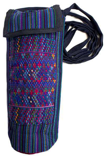 Crochet Bottle Bag in Rainbow Stripe  Handmade in Guatemala by Mayan Hands