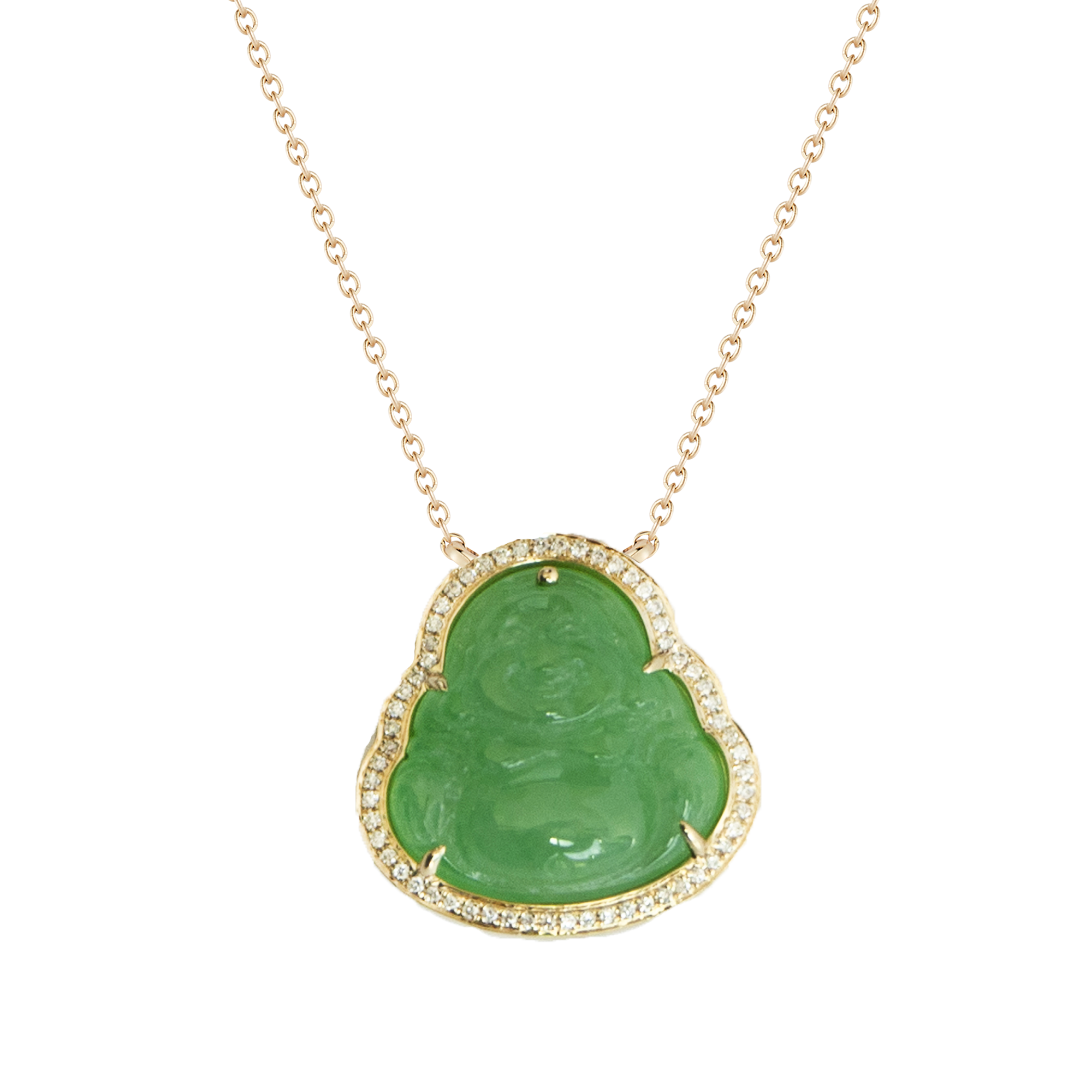 14KT Gold Jade Stone Buddha Pendant - Ruby Lane