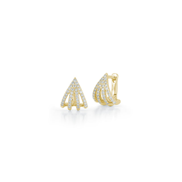 Yellow Gold-1^Diamond Huggie Earrings: Sarah Leah Four Burst Huggies in Yellow Gold Thumbnail-only