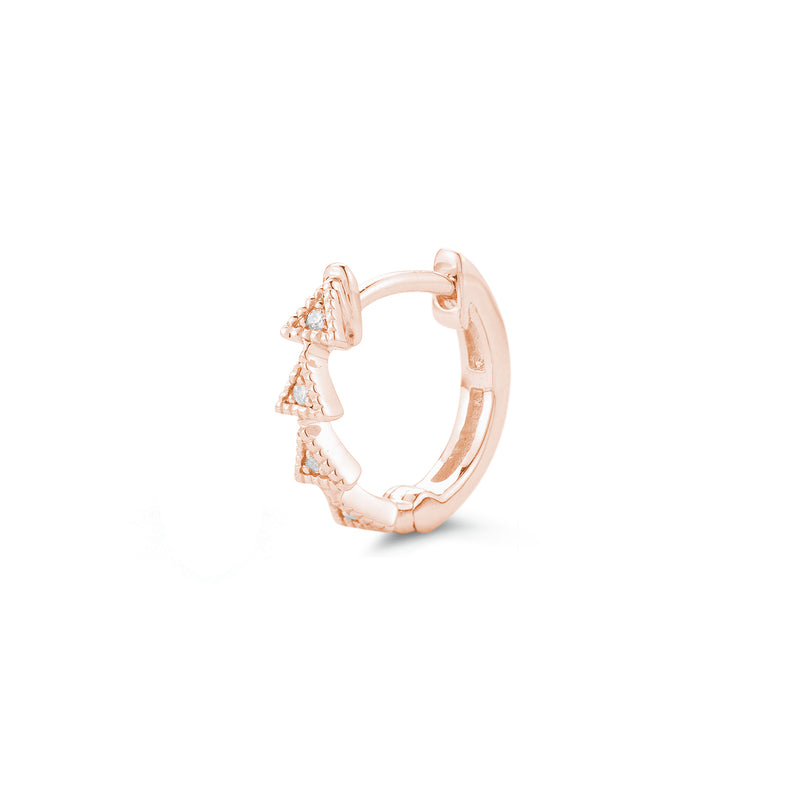 Rose Gold-1^Diamond Huggie Earrings: Emily Sarah Single Triangle Huggie in Rose Gold