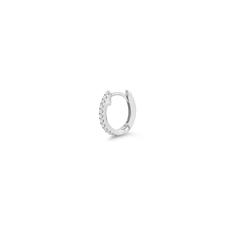 White Gold-1^Diamond Huggie Earrings: DRD Medium Single Huggie in White Gold