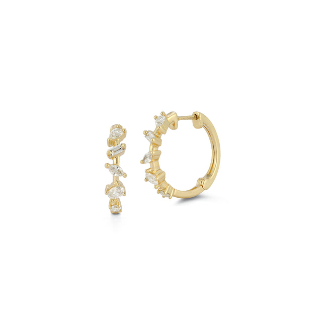 Yellow Gold-1^Diamond Hoop Earrings: Alexa Jordyn Multi-Shape Diamond Hoops in Yellow Gold