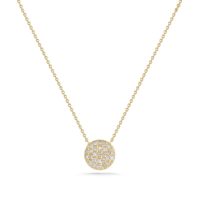 Yellow Gold-1^Diamond Pendant Necklaces: Lauren Joy Medium Disc Necklace in Yellow Gold Thumbnail-only