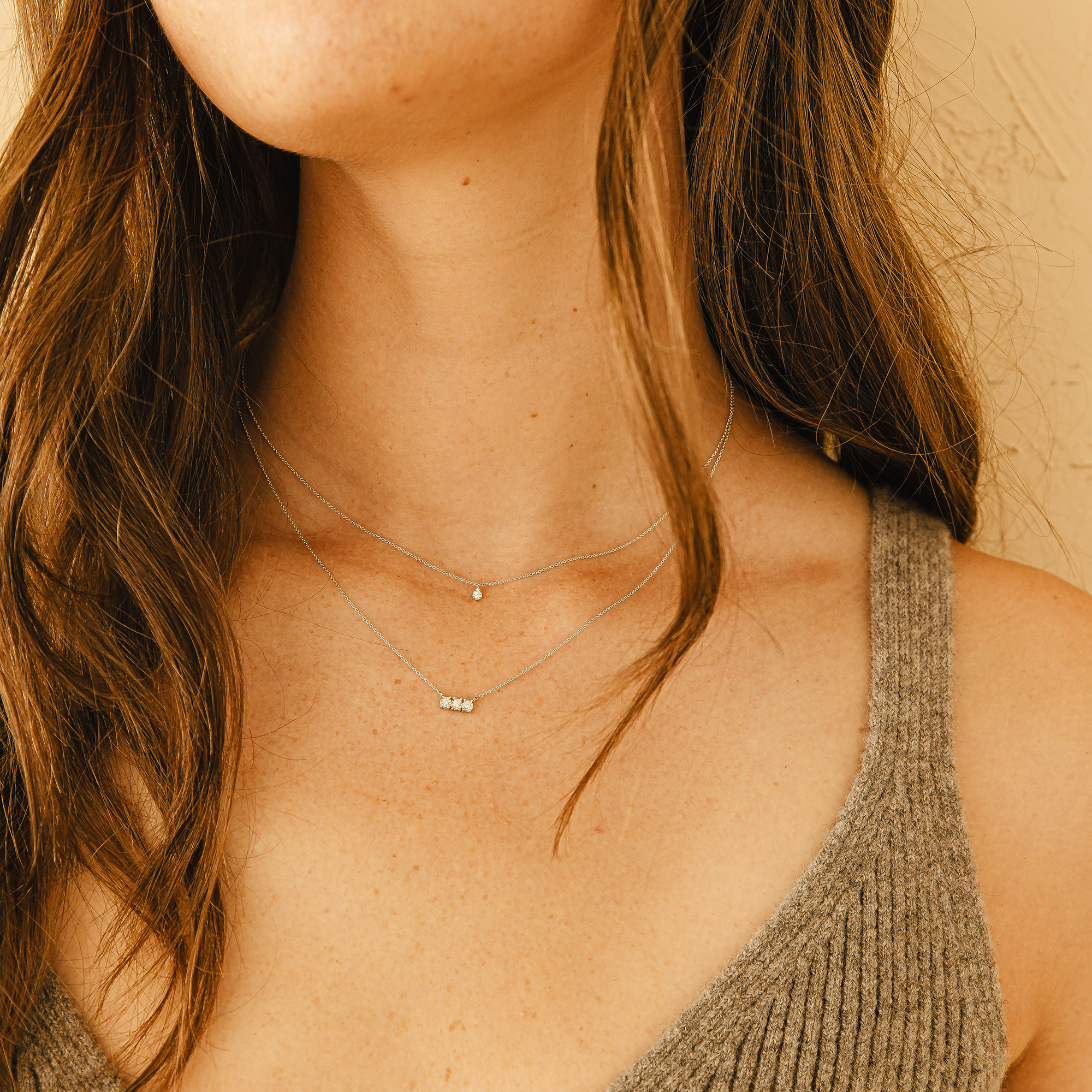 White Gold-2^Teardrop Necklaces: Sophia Ryan Petite Teardrop Necklace in White Gold